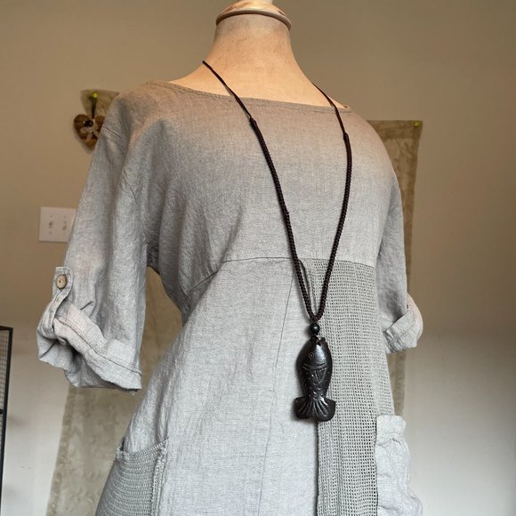 Contessa Teresa Women's 100% Linen Maxi Tunic Dress Size S Gypsy Boho (NEW) - Picture 7 of 14